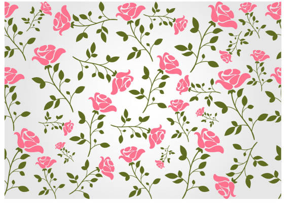 清新自然风服装印花：粉色玫瑰与绿叶的完美搭配