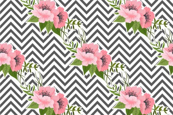 优雅花卉与几何图案结合的服装印花面料设计