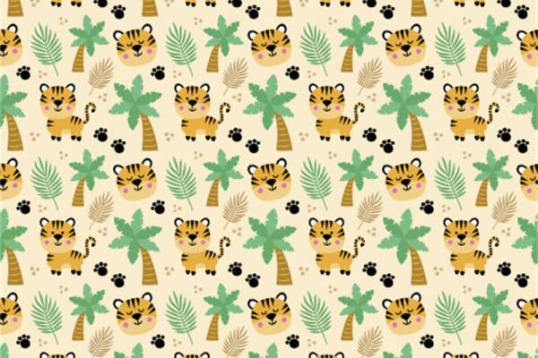 可爱卡通小老虎服装印花面料，儿童时尚新选择