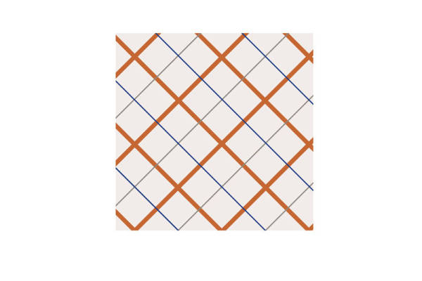 经典蓝橙交错菱形格服装印花面料设计