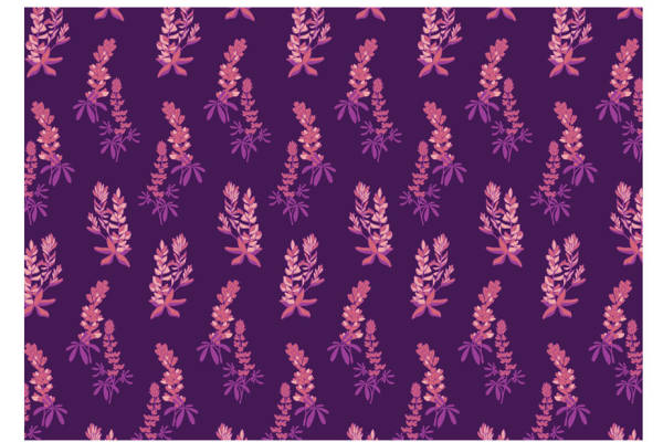 紫色背景上的粉色花朵服装印花面料设计