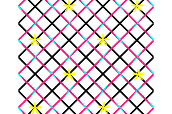 时尚几何图案服装印花：活力四射的粉色与黑色交织