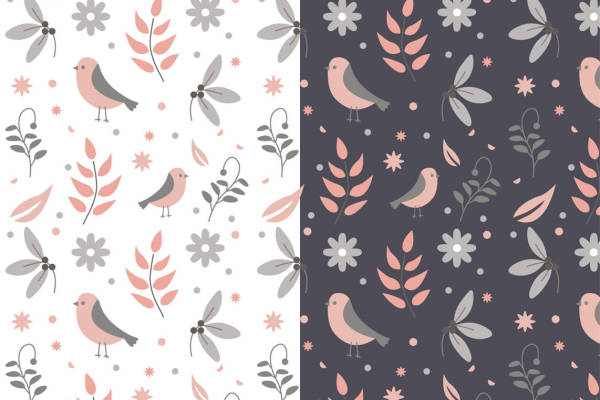 春日浪漫粉色小鸟花卉面料印花服装