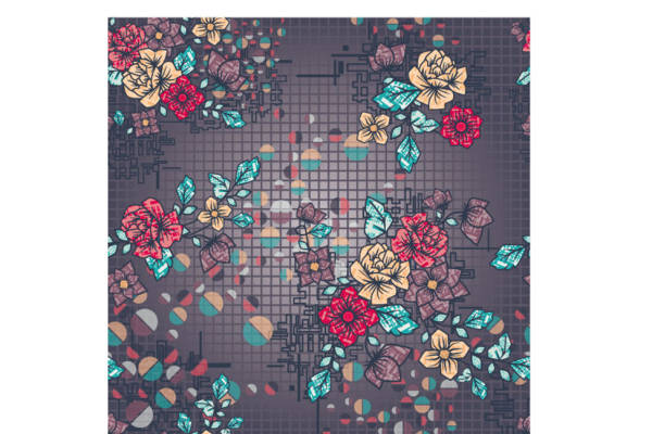 复古风格花卉图案服装印花面料设计