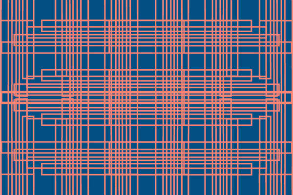 探索几何艺术之美:深蓝与珊瑚粉的服装印花设计