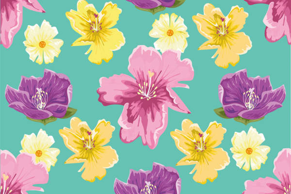 春日花卉图案服装印花面料：清新自然风格