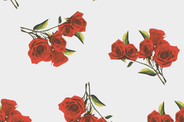 优雅红玫瑰图案面料印花，为服装增添浪漫气息