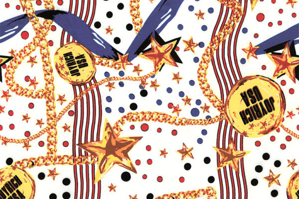 时尚潮流：美国风格链条星星服装印花面料