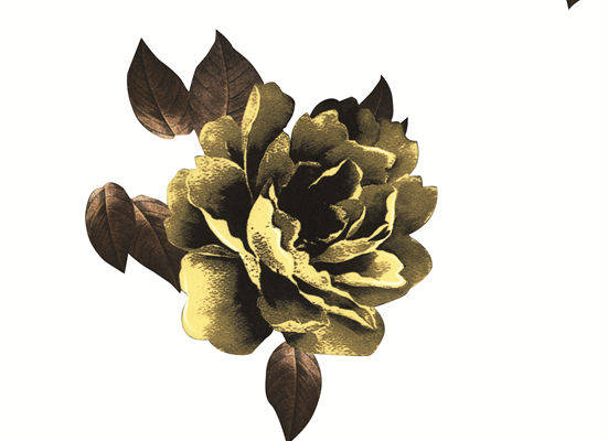 复古风格金色玫瑰服装印花面料设计