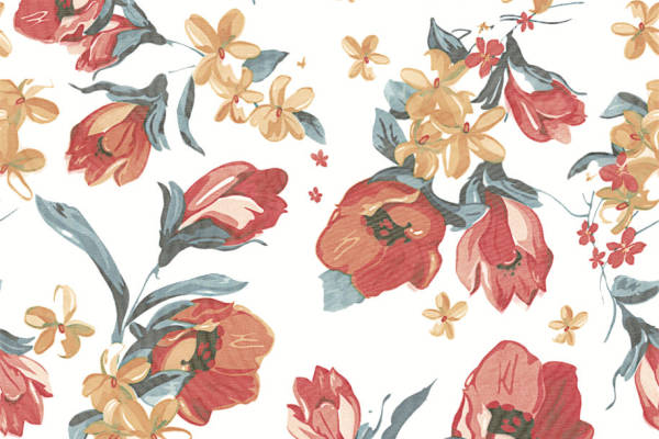 优雅花卉图案面料印花,春季服装印花设计灵感