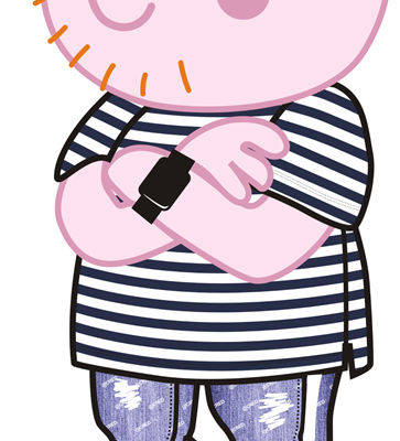 时尚卡通猪裁片印花服装印花设计，打造个性潮流风格