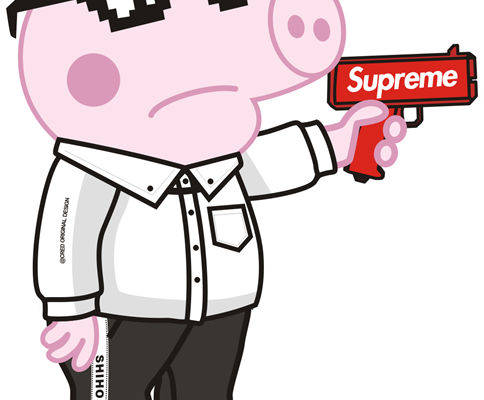 时尚潮流小猪裁片印花服装印花设计