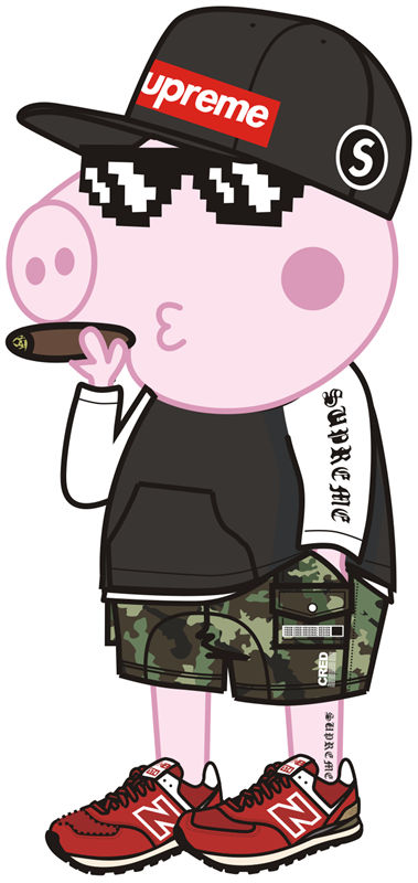 时尚潮流小猪裁片印花服装印花设计