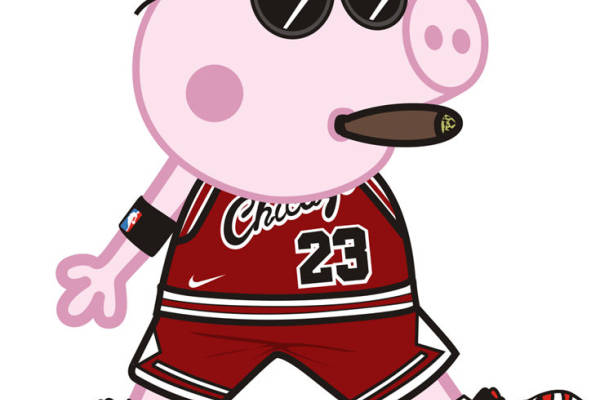 时尚潮流卡通猪裁片印花服装印花设计