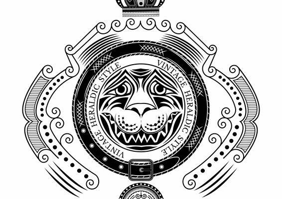 复古风格狮头裁片印花服装印花设计