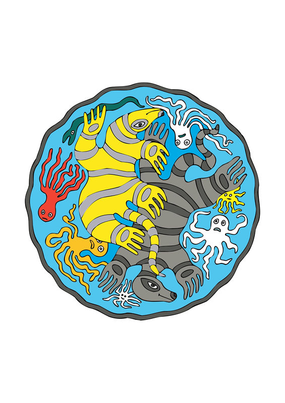 海洋探险家必备：多彩海洋生物裁片服装印花