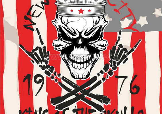纽约市骷髅王1976裁片印花服装印花设计