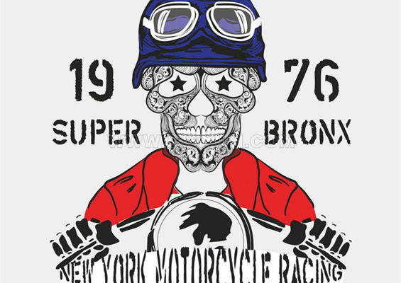 复古赛车风格裁片印花服装:纽约摩托车赛的荣耀