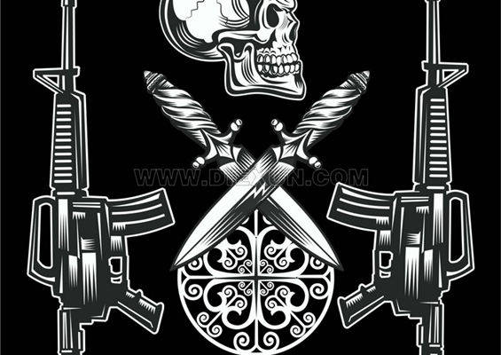 独特骷髅与枪械裁片印花服装：街头潮流新风尚