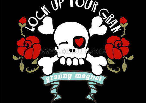 骷髅与玫瑰的裁片印花服装印花设计