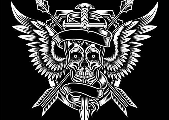 独特骷髅头裁片印花图案，展现个性服装印花魅力