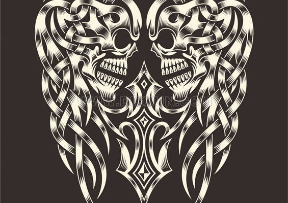 神秘骷髅与翅膀裁片印花服装 暗黑风格独特设计