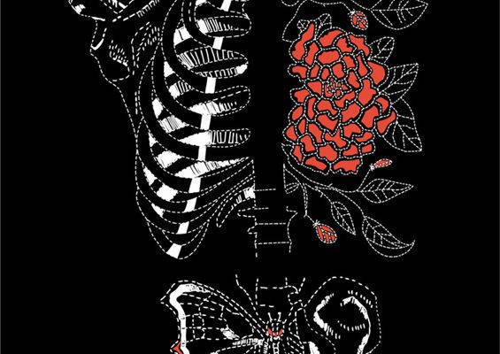 时尚潮流：黑白与红的裁片印花服装印花设计