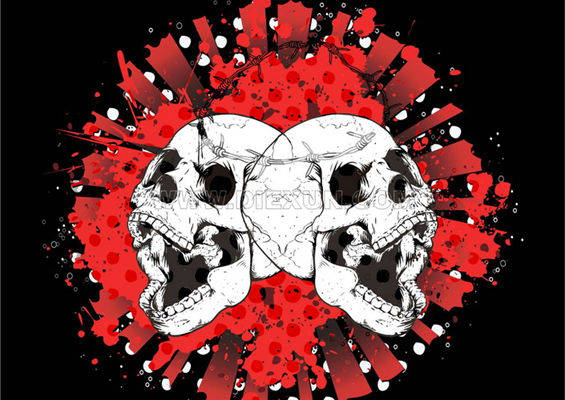 独特双头骷髅裁片印花服装，打造个性街头风格