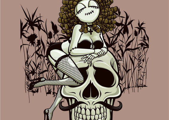 独特骷髅与美人鱼裁片印花服装:神秘与优雅的结合