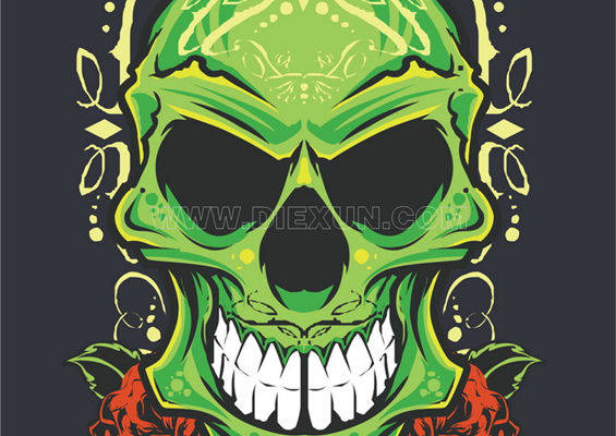 时尚街头风格骷髅裁片印花服装印花设计