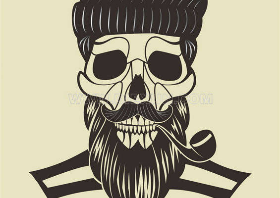 独特个性的骷髅头胡须男裁片印花服装印花设计