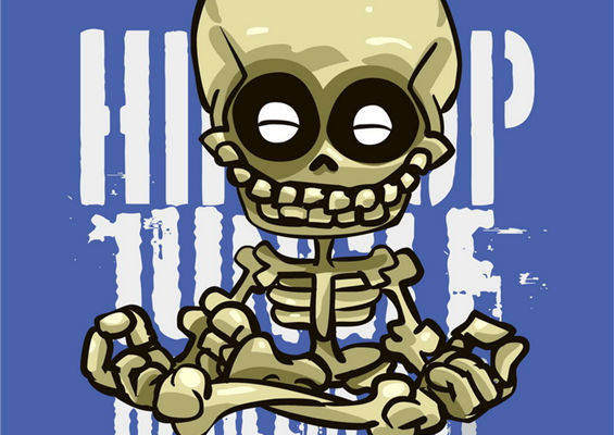 骷髅图案裁片印花服装：纽约街头潮流新风尚