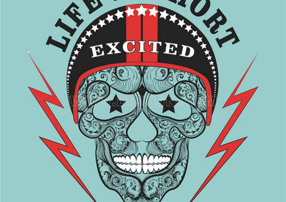 时尚骷髅裁片印花服装:生活短暂,信任我