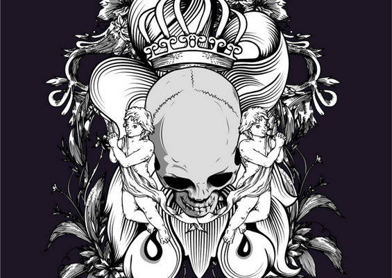 复古皇冠骷髅裁片印花服装 独特暗黑风格时尚设计