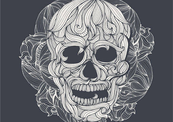 神秘复古风骷髅头裁片印花服装印花设计