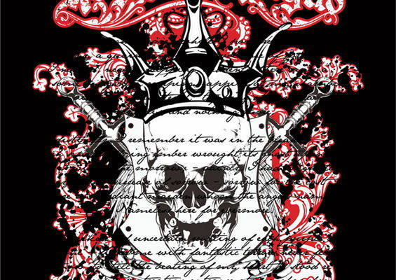 哥特风格骷髅王冠裁片印花服装印花设计