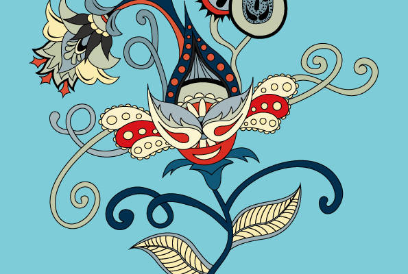 独特艺术风格裁片印花服装：神秘动物与蘑菇的奇幻之旅