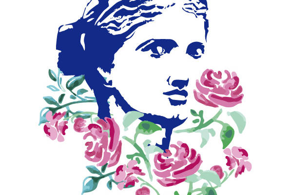 优雅女性与花卉结合的服装印花设计