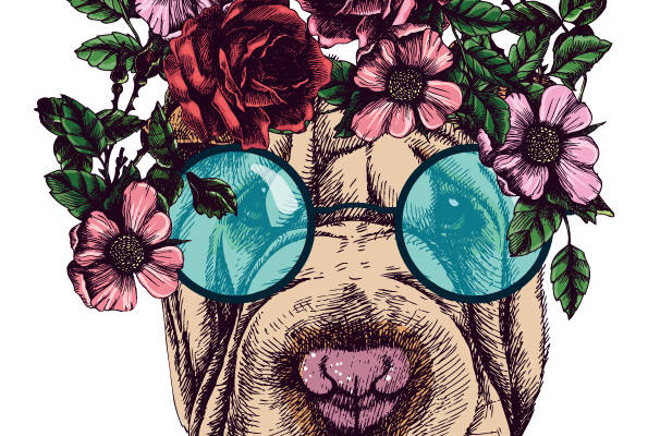 时尚潮流:花卉与墨镜结合的创意裁片印花服装