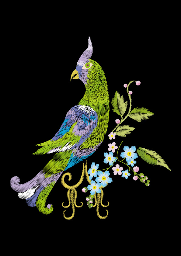 春意盎然的鹦鹉裁片印花服装，展现自然之美