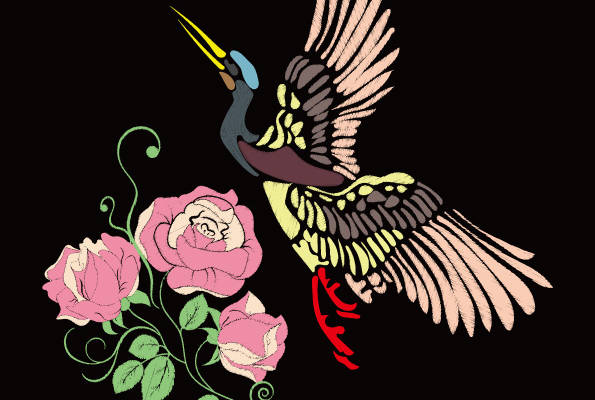 优雅孔雀与玫瑰裁片印花服装，展现自然之美