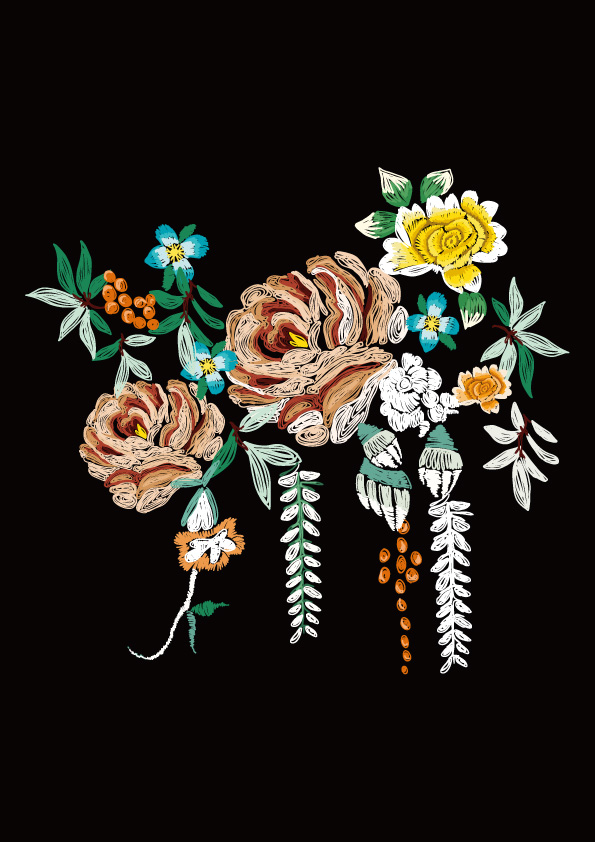 时尚花卉裁片印花服装印花设计，展现自然之美