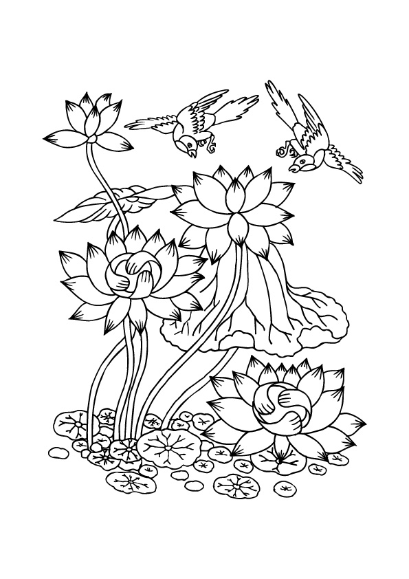 自然之美：荷花与飞鸟裁片印花服装印花设计