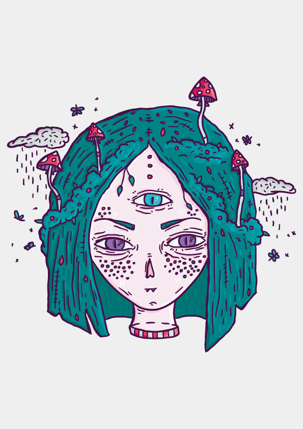 梦幻森林蘑菇主题裁片印花服装印花设计