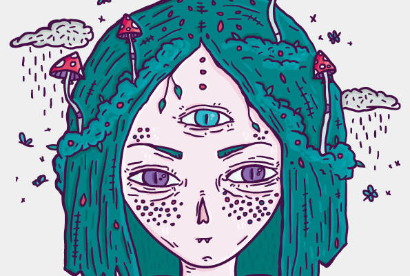 梦幻森林蘑菇主题裁片印花服装印花设计