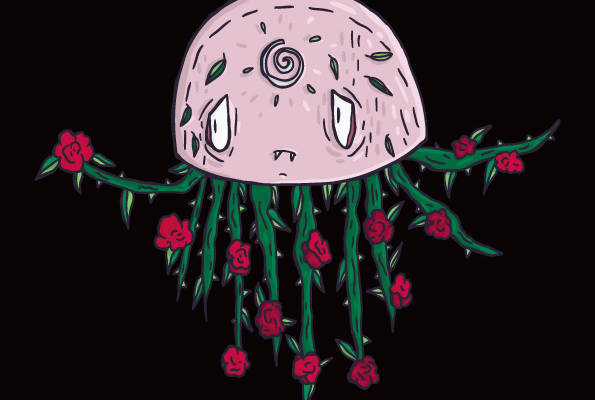 梦幻水母与玫瑰裁片印花服装,展现自然之美