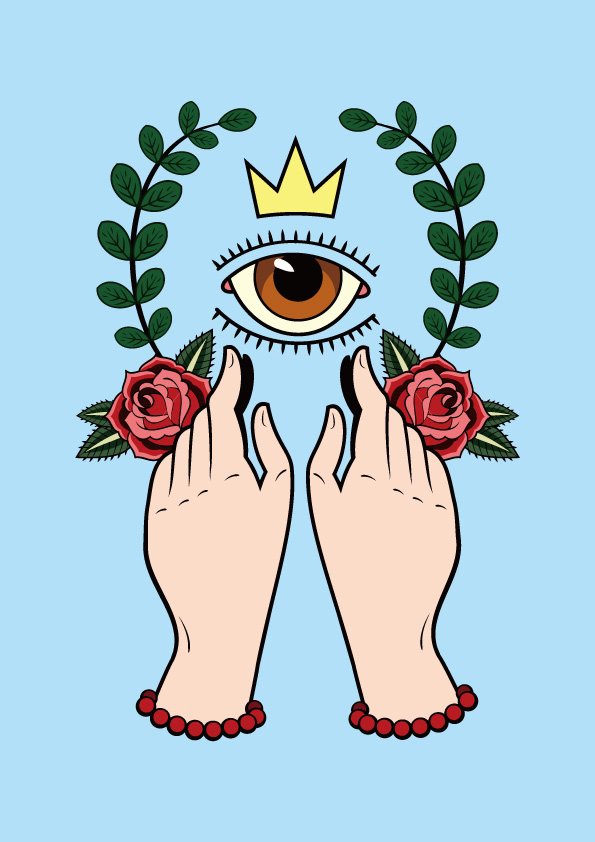 神秘眼眸与玫瑰裁片印花服装：独特艺术风格与时尚的完美融合