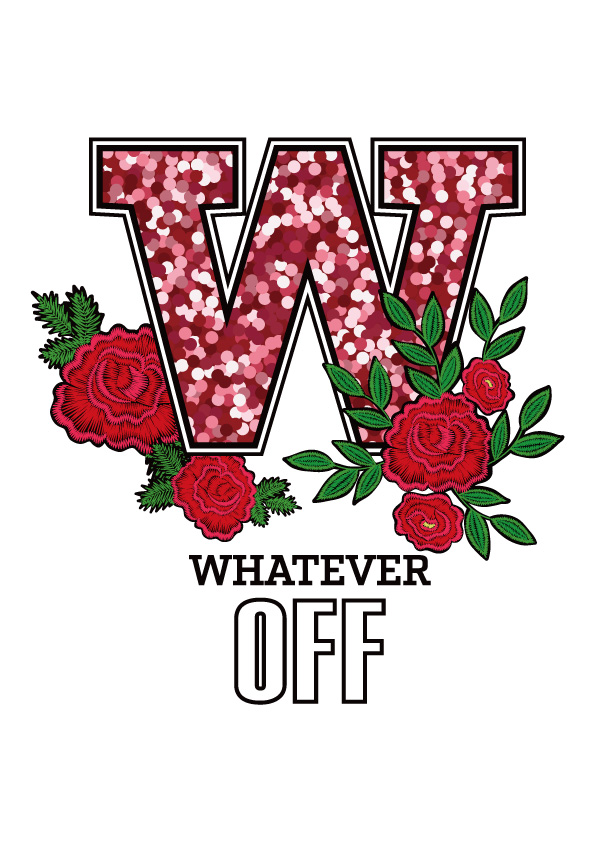 时尚个性服装印花：玫瑰与字母W的完美融合