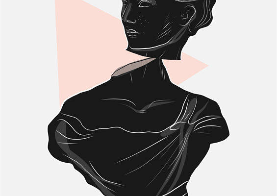 优雅女性剪影裁片印花服装印花设计