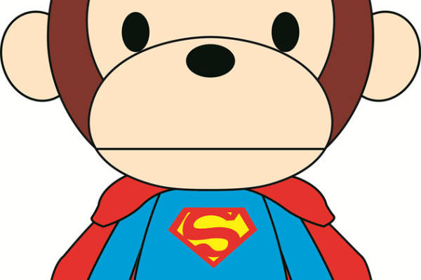 可爱卡通猴子裁片印花服装：超级英雄风格设计